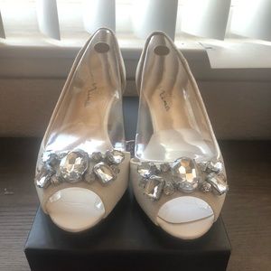 White Wedding Comfy Wedges size 8